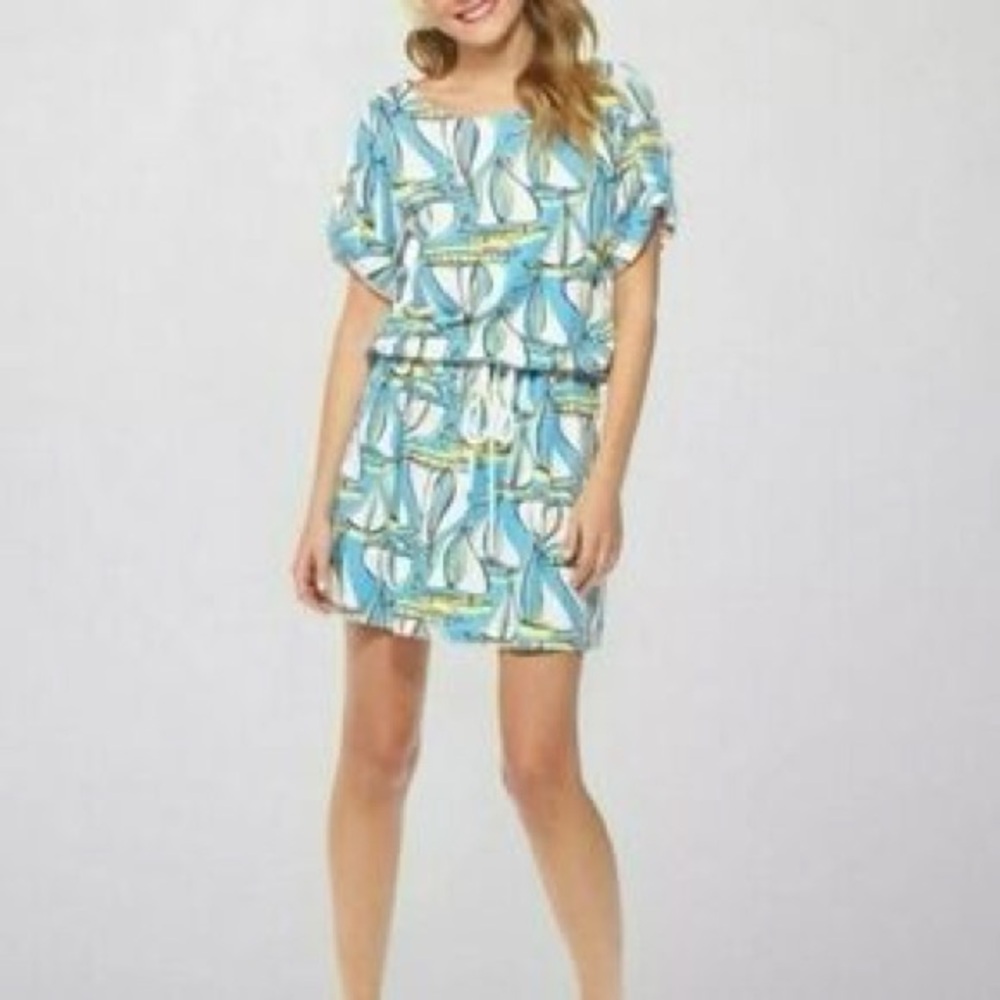 Lilly Pulitzer Raquel Beach Club Docksider Dress In Sailboat Print Size M